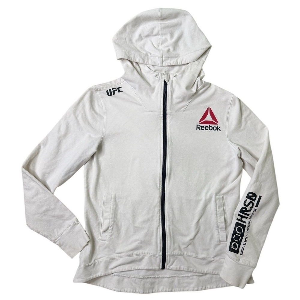 Reebok Womens UFC Fighter Kit Walkout Sweatshirt Hoodie Zip Up‎ White XL